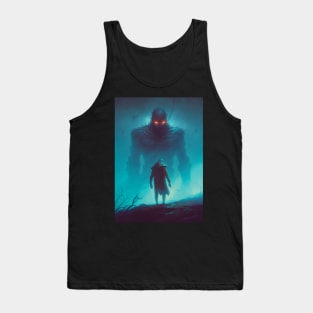 Giant in the Fog | Ominous Painting | Horror Fiction Art | Surrealism Artist | Dark Fantasy Style | Mysterious Giant in the Mist Tank Top